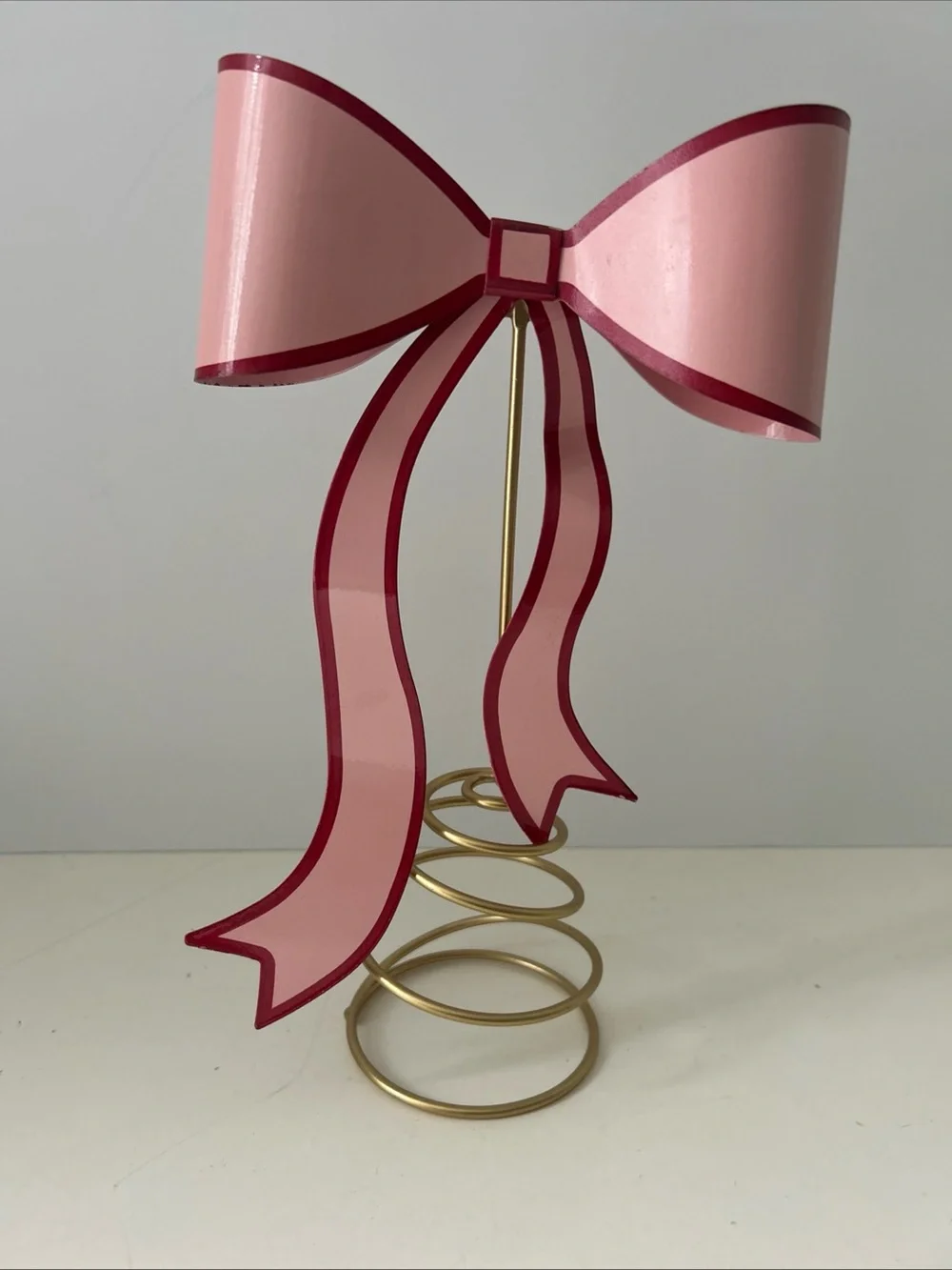 Pink Ribbon Bow Tree Topper Christmas & Valentines Day